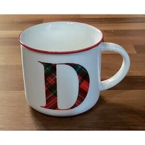 Bee & Willow Home Plaid Monogram Mug Personalized Letter D 16 oz Large Cup